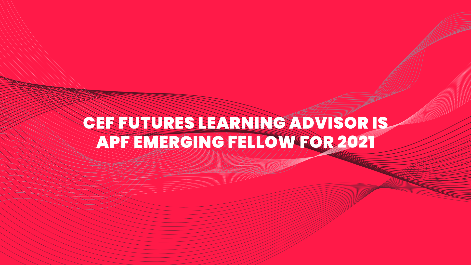 CEF Futures Learning Advisor is APF Emerging Fellow for 2021
