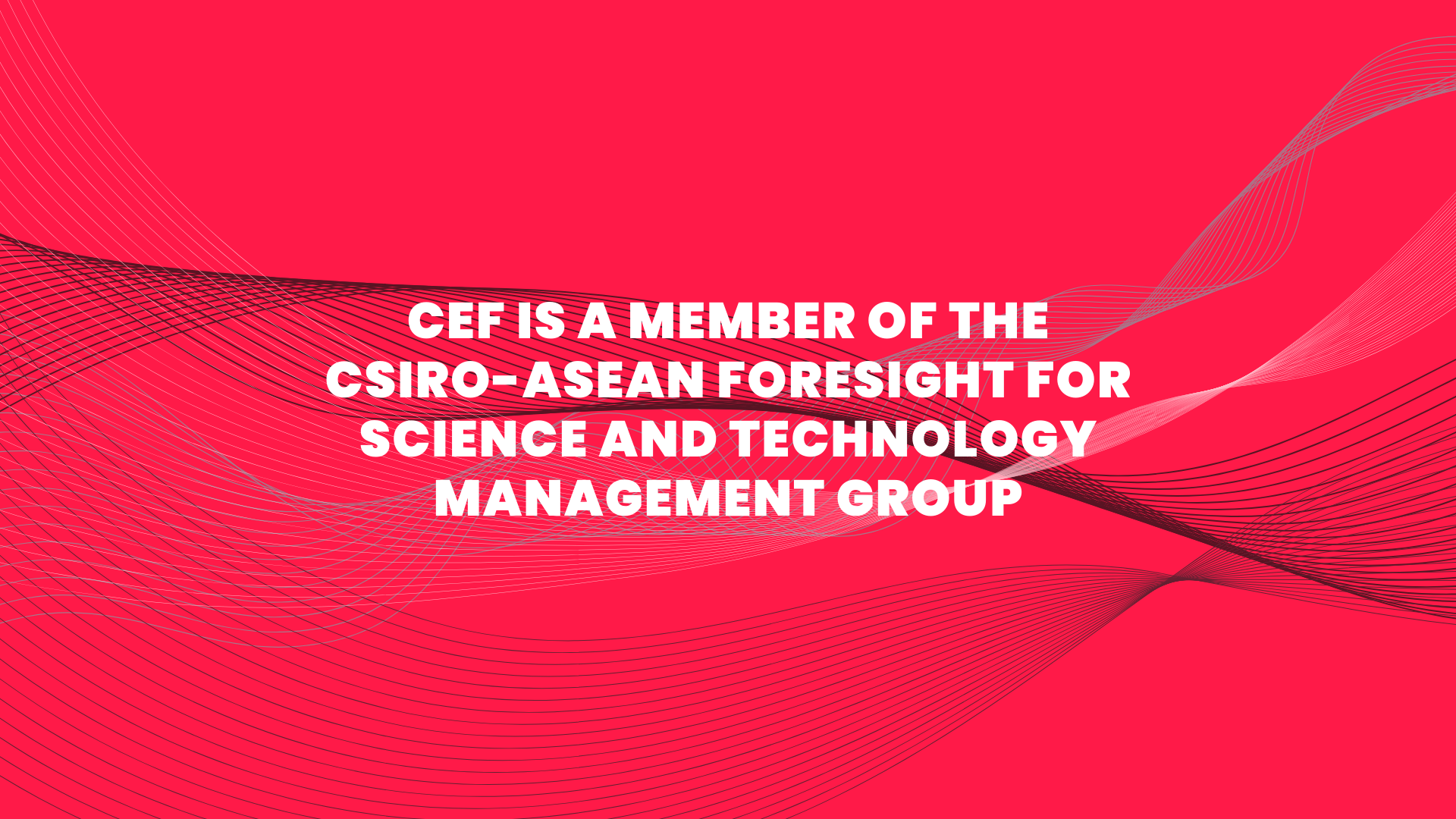 CEF is a Member of the CSIRO-ASEAN Foresight for Science and Technology Management Group